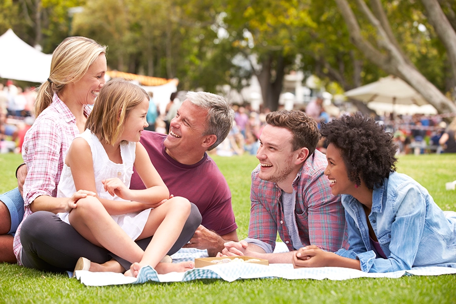 Happy family outdoor gathering